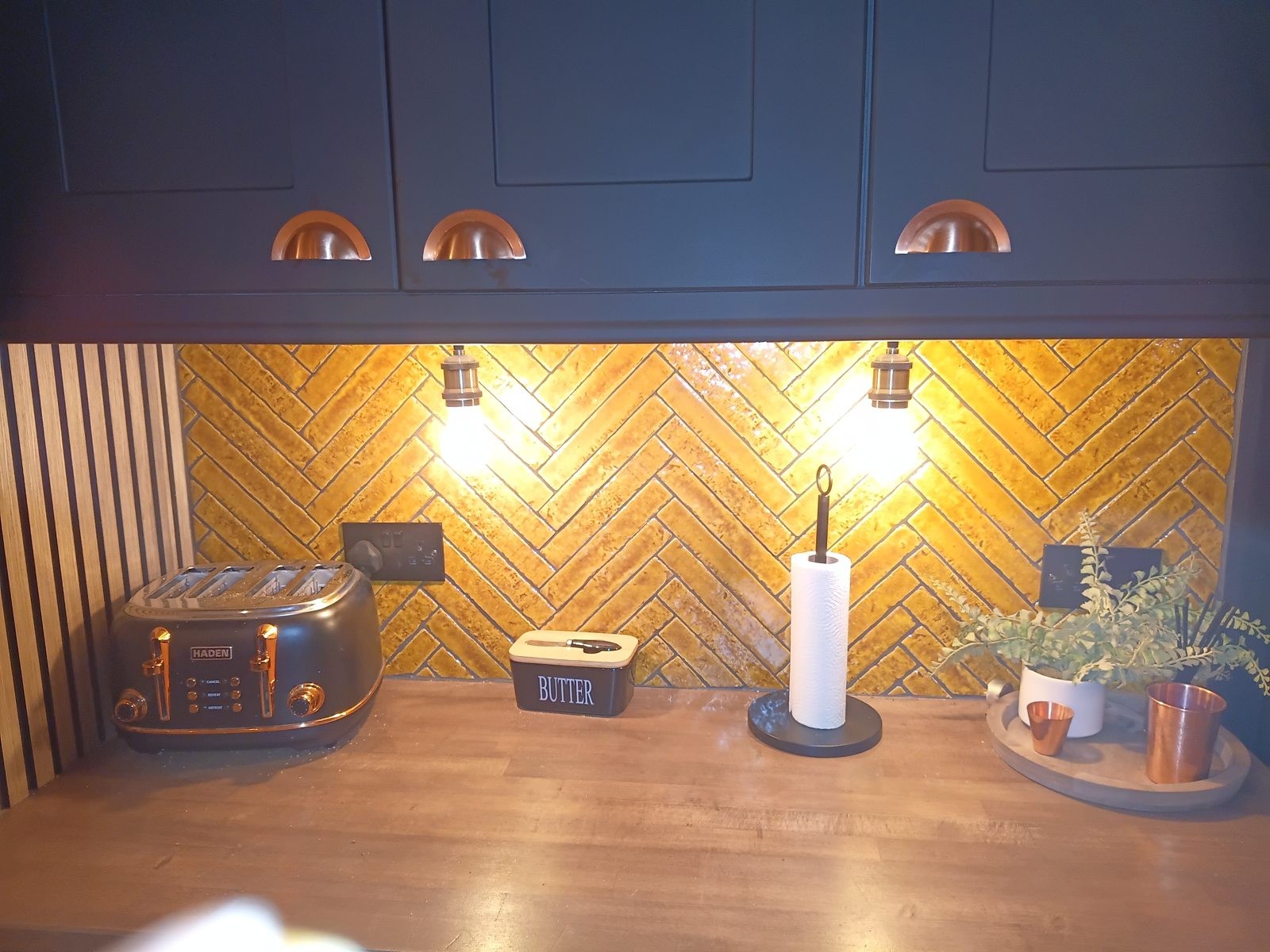 Bespoke lighting & herringbone tiling in Blackpool